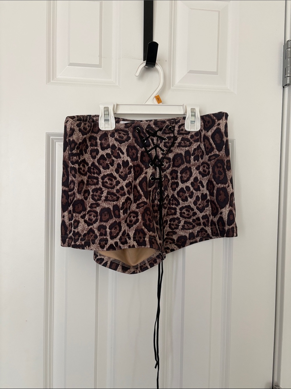 Princess Polly Brown and Black Leopard Lace-Up Shorts